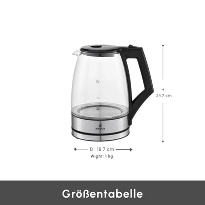 Glacia Glas Wasserkocher, 2200W, 1,8L, Transparent