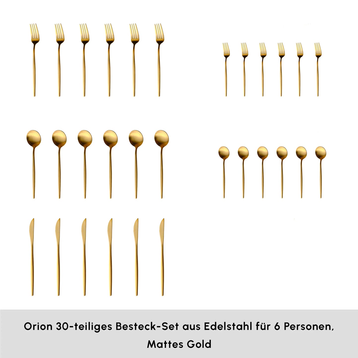 Orion Mattgold 30-teiliges Besteckset für 6 Personen, gold