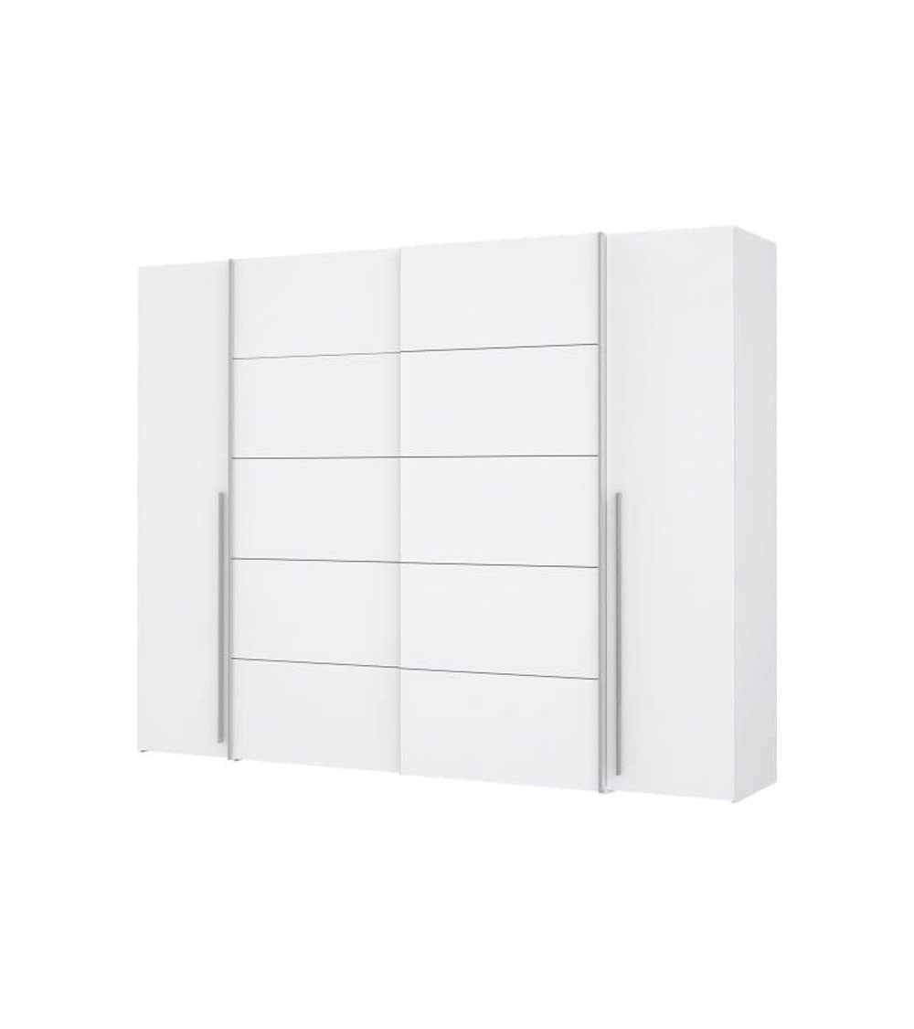 Forte Jabim Kleiderschrank mit LED Beleuchtung – Schwebetürenschrank 4-türig 280 cm Schlafzimmer