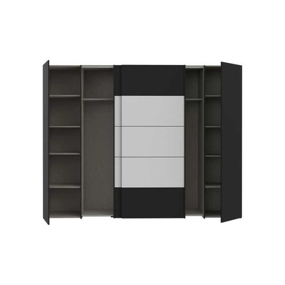 Forte Jabim Kleiderschrank mit LED Beleuchtung – Schwebetürenschrank 4-türig 280 cm Schlafzimmer