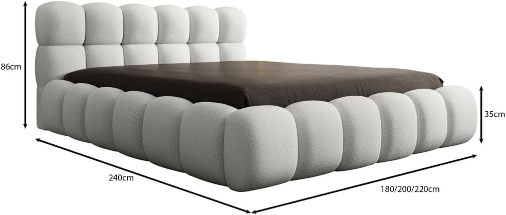 Luxusbetten24 Polsterbett Boston 140x200 cm Bouclé Beige – Bett mit Stauraum und Lattenrost