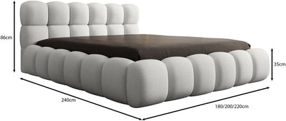 Luxusbetten24 Polsterbett Boston 140x200 cm Bouclé Beige – Bett mit Stauraum und Lattenrost