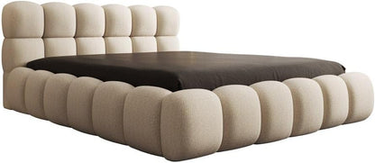 Luxusbetten24 Polsterbett Boston 140x200 cm Bouclé Beige – Bett mit Stauraum und Lattenrost