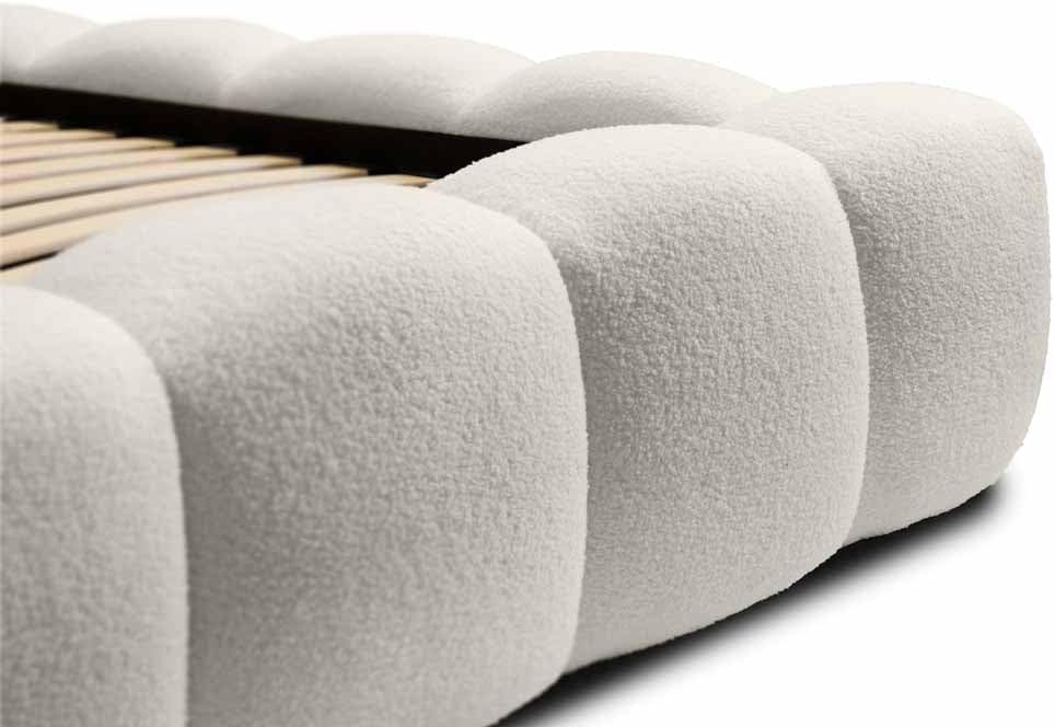 Luxusbetten24 Polsterbett Boston 140x200 cm Bouclé Beige – Bett mit Stauraum und Lattenrost
