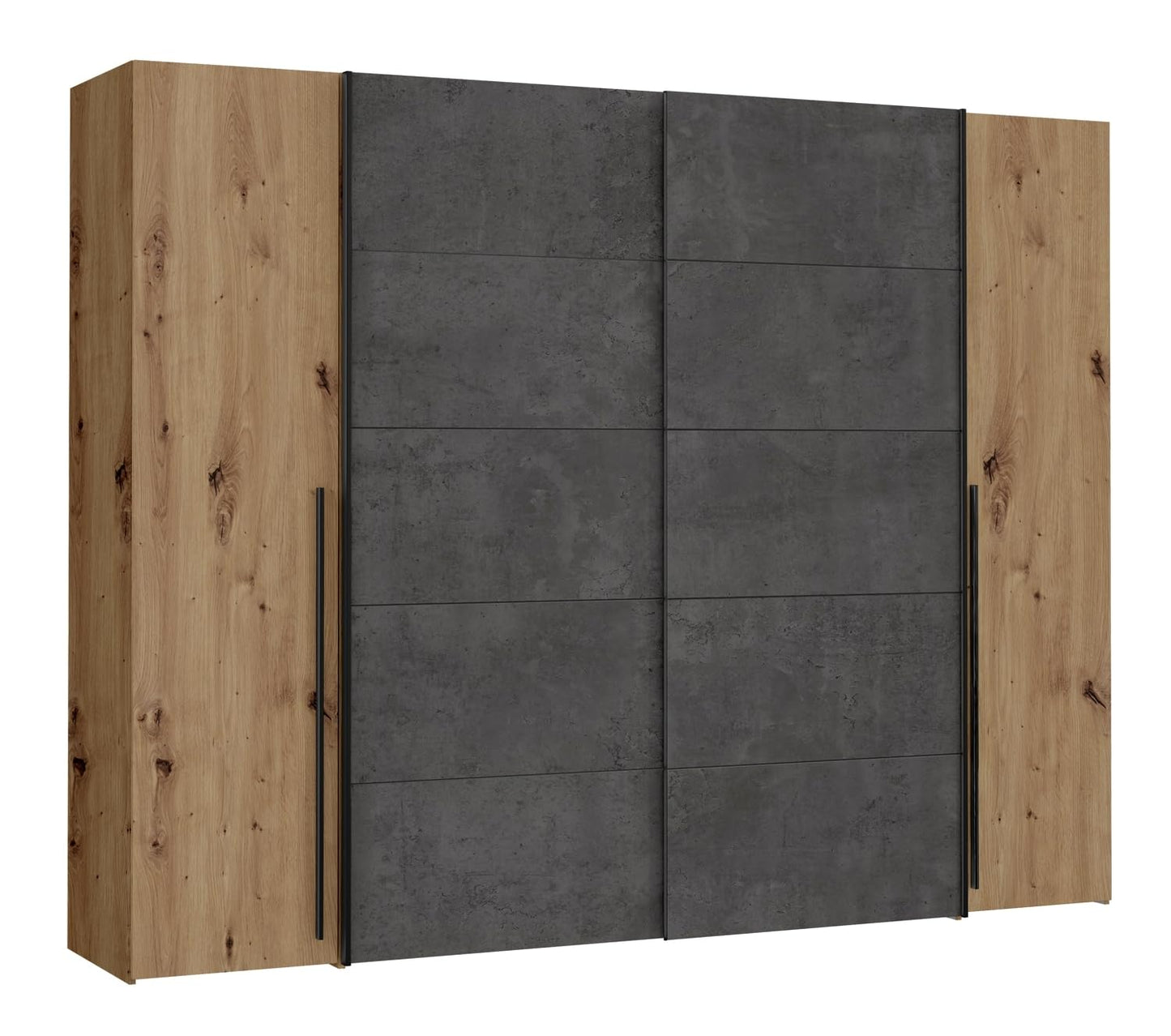 Forte Jabim Kleiderschrank mit LED Beleuchtung – Schwebetürenschrank 4-türig 280 cm Schlafzimmer