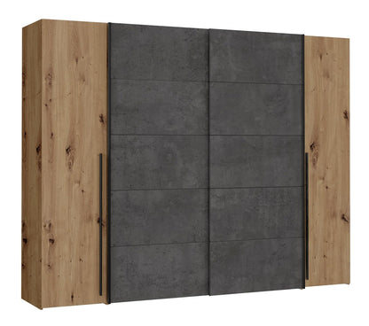 Forte Jabim Kleiderschrank mit LED Beleuchtung – Schwebetürenschrank 4-türig 280 cm Schlafzimmer