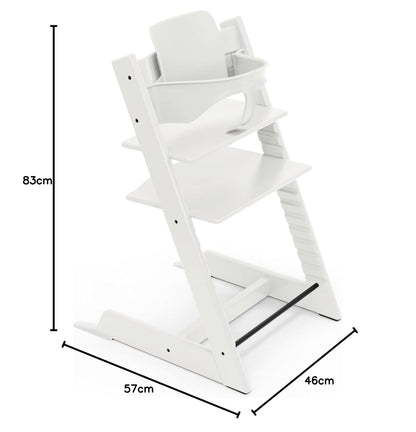 Stokke Tripp Trapp Hochstuhl White mit Baby Set2, Buchenholz, verstellbar 57x46x83 cm