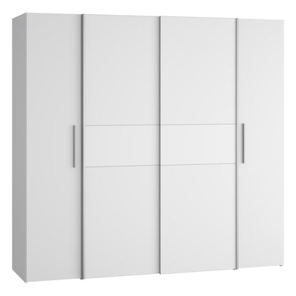 Forte Kalixtus Kleiderschrank mit Schwebetüren – Moderner 4-türiger Kleiderschrank aus Holzwerkstoff mit Kleiderstange & Einlegeböden