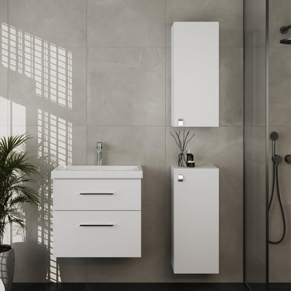 Planetmöbel Badmöbel Set 63 cm Anthrazit mit Keramik Waschbecken, Spiegelschrank 60 cm LED & Steckdose, Modern