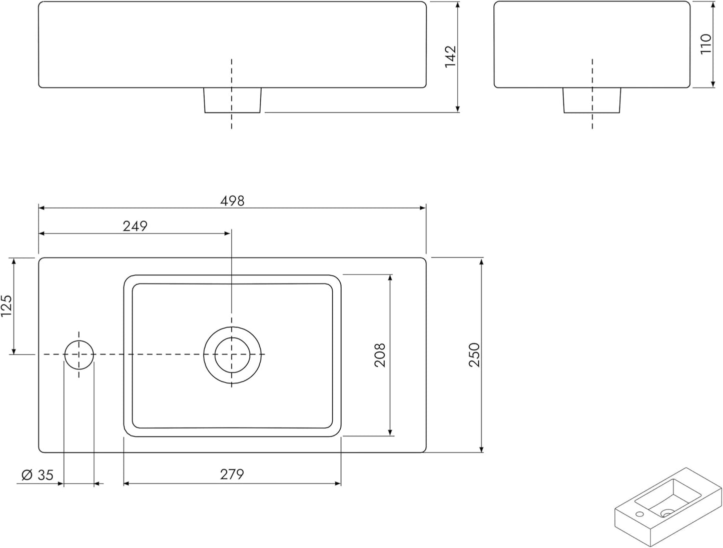 BERNSTEIN Beldivo Badmöbel Set mit Waschbecken – Wandhängender Waschtischunterschrank mit Keramikbecken, Push-Open & Soft-Close, MDF