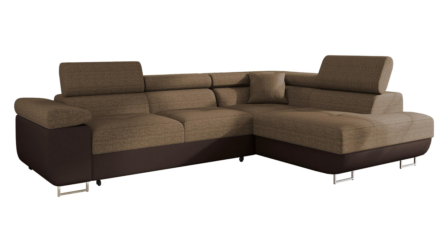 Mirjan24 Torezio Ecksofa mit Schlaffunktion & Bettkasten – L-Form Wohnlandschaft mit verstellbaren Kopfstützen, Schlafsofa für Wohnzimmer