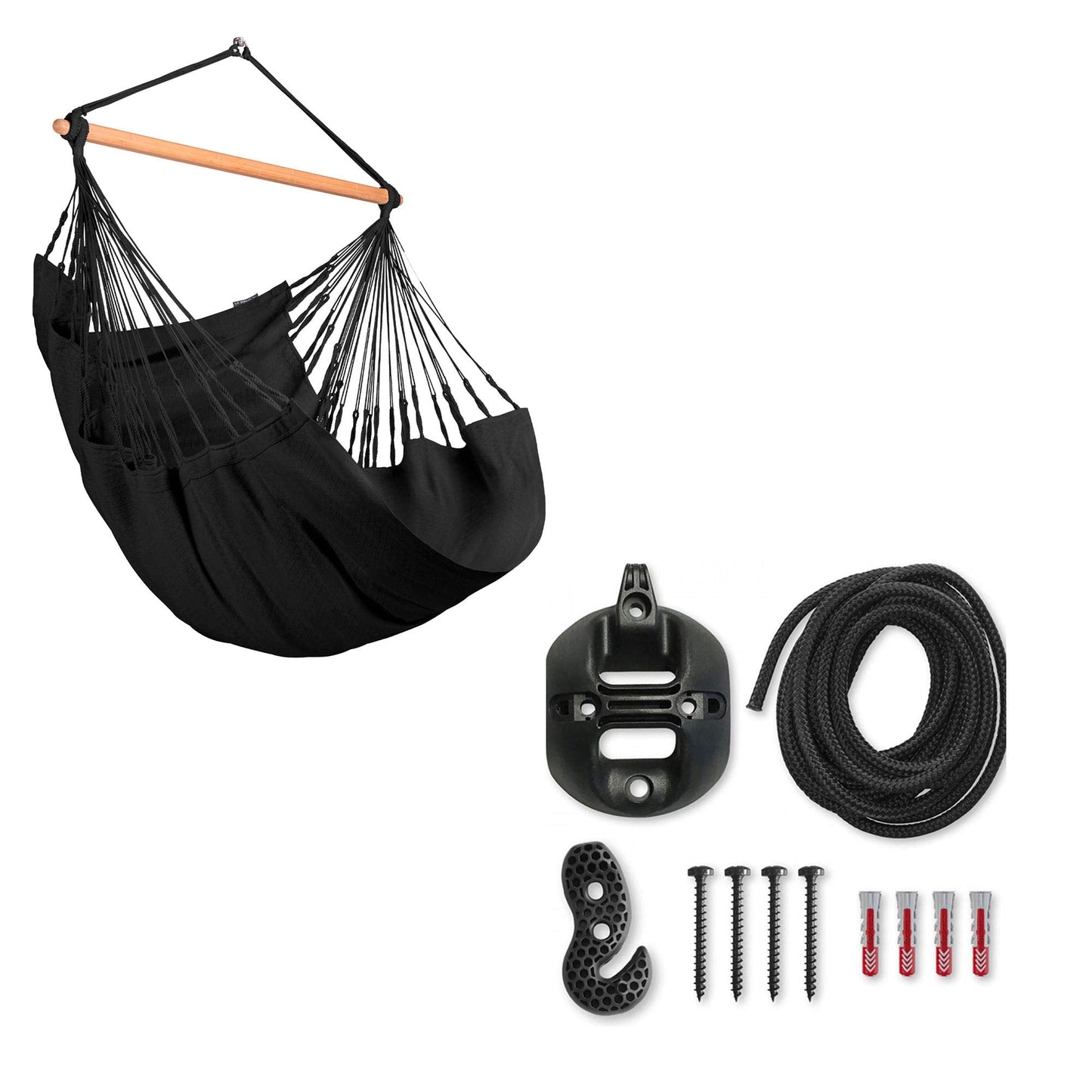 La Siesta Habana Hängesessel Kingsize aus Bio-Baumwolle mit Bambus Spreizstab & 360° Drehgelenk – Premium Hängestuhl für Garten, Balkon & Wohnzimmer