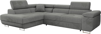 Mirjan24 Torezio Ecksofa mit Schlaffunktion & Bettkasten – L-Form Wohnlandschaft mit verstellbaren Kopfstützen, Schlafsofa für Wohnzimmer