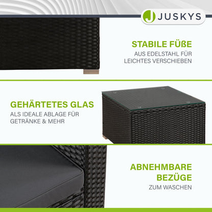 Juskys Polyrattan Lounge Punta Cana mit Sofa, Sessel & Tisch