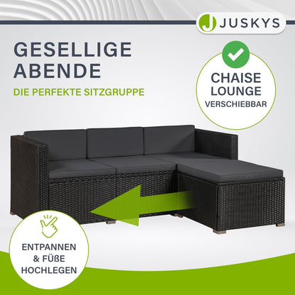 Juskys Polyrattan Lounge Punta Cana mit Sofa, Sessel & Tisch