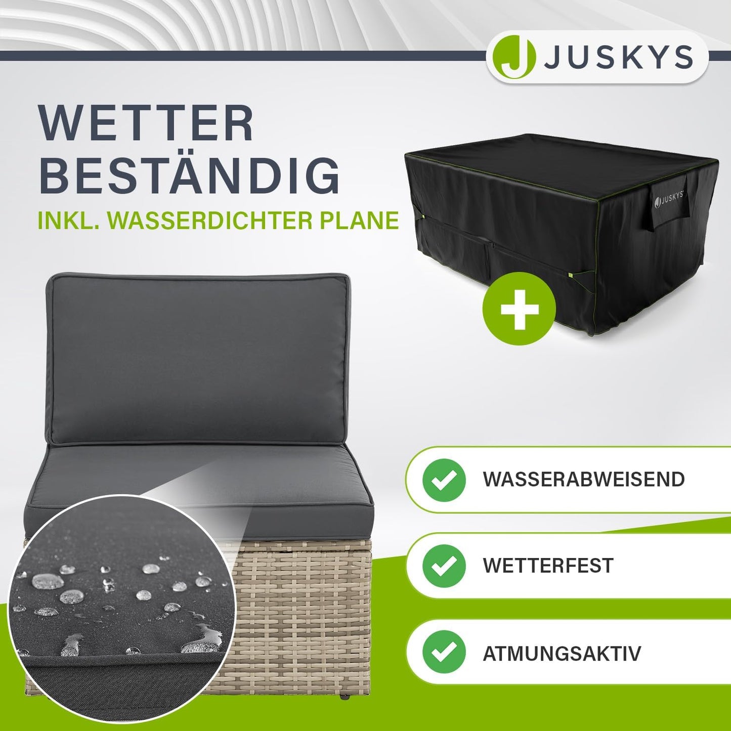 Juskys Polyrattan Gartenmöbel Set Salou mit Abdeckung, Outdoor Lounge für 6 Personen, wetterfest