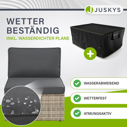 Juskys Polyrattan Gartenmöbel Set Salou mit Abdeckung, Outdoor Lounge für 6 Personen, wetterfest
