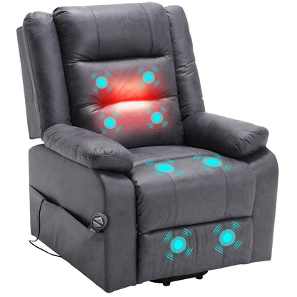 Asukale Elektrischer Relaxsessel mit Aufstehhilfe, Massage & Heizfunktion, Fernsehsessel verstellbar mit Fußstütze & Fernbedienung