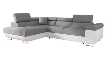 Mirjan24 Torezio Ecksofa mit Schlaffunktion & Bettkasten – L-Form Wohnlandschaft mit verstellbaren Kopfstützen, Schlafsofa für Wohnzimmer