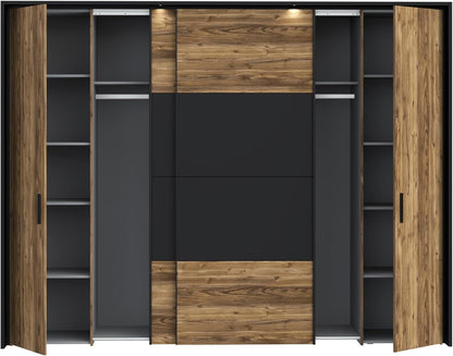Forte Jabim Kleiderschrank mit LED Beleuchtung – Schwebetürenschrank 4-türig 280 cm Schlafzimmer