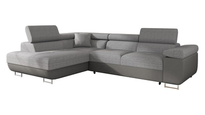 Mirjan24 Torezio Ecksofa mit Schlaffunktion & Bettkasten – L-Form Wohnlandschaft mit verstellbaren Kopfstützen, Schlafsofa für Wohnzimmer