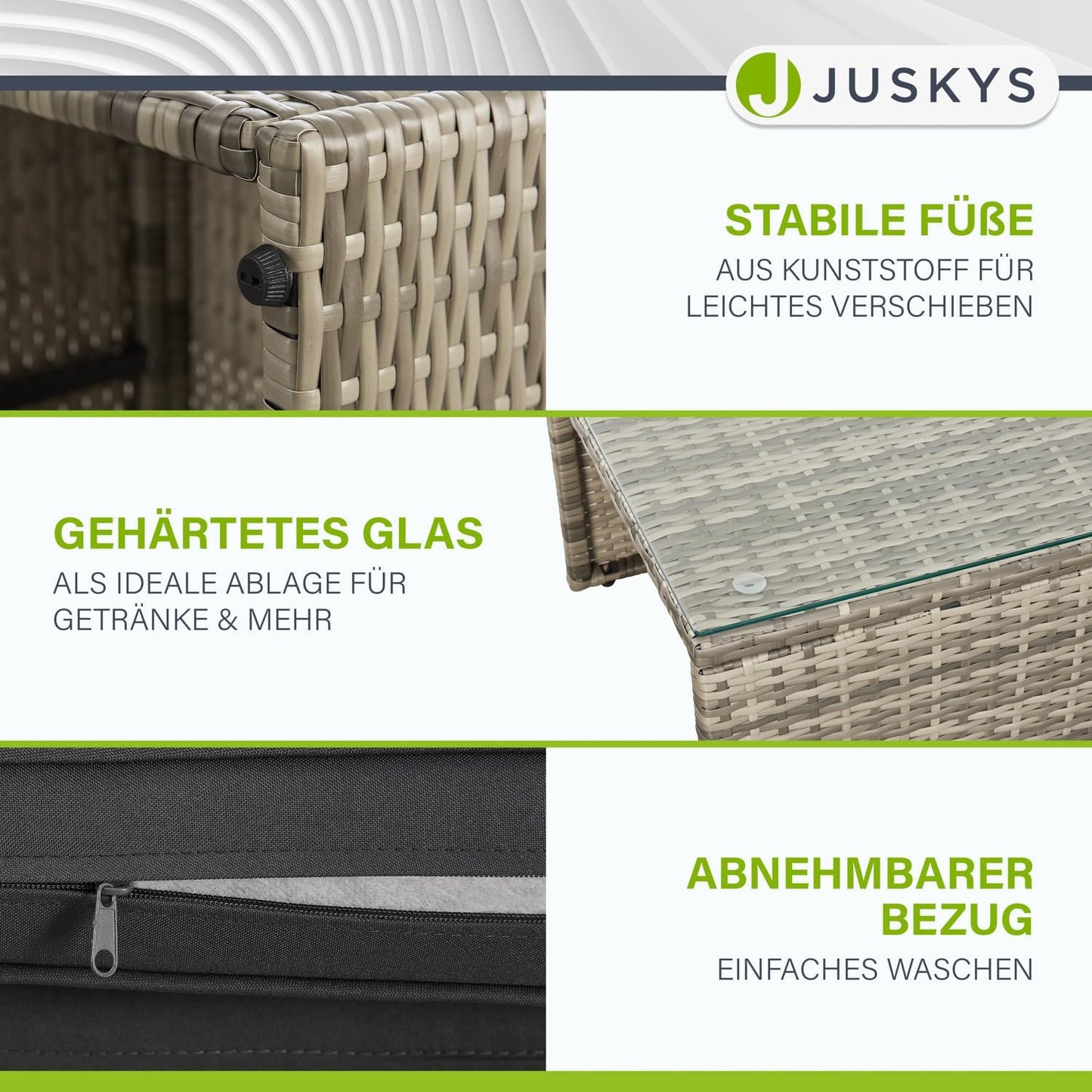 Juskys Polyrattan Gartenmöbel Set Salou mit Abdeckung, Outdoor Lounge für 6 Personen, wetterfest
