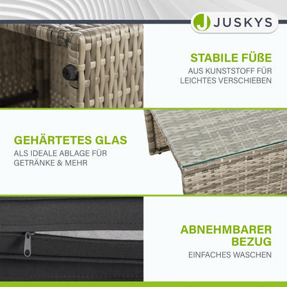 Juskys Polyrattan Gartenmöbel Set Salou mit Abdeckung, Outdoor Lounge für 6 Personen, wetterfest