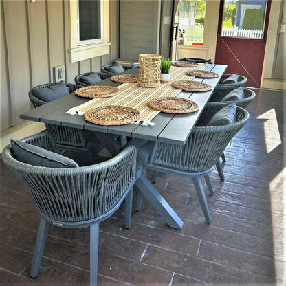 PURPLE LEAF Terrassenmöbel Set 11-tlg – Aluminium Gartenmöbel Lounge mit Esstisch & 10 Gartenstühlen, Wetterfest Balkon- & Gartenmöbel
