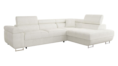 Mirjan24 Torezio Ecksofa mit Schlaffunktion & Bettkasten – L-Form Wohnlandschaft mit verstellbaren Kopfstützen, Schlafsofa für Wohnzimmer