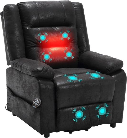 Asukale Elektrischer Relaxsessel mit Aufstehhilfe, Massage & Heizfunktion, Fernsehsessel verstellbar mit Fußstütze & Fernbedienung