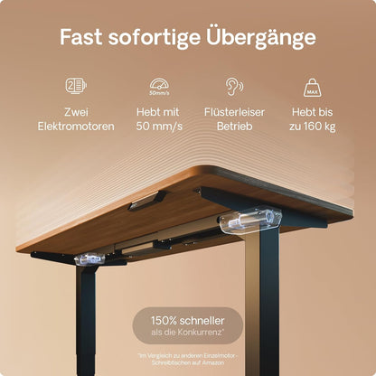 Desktronic HomePro Höhenverstellbarer Schreibtisch Elektrisch – Ergonomischer Steh Sitz Schreibtisch mit Dual Motor, Touchscreen, USB-A & USB-C