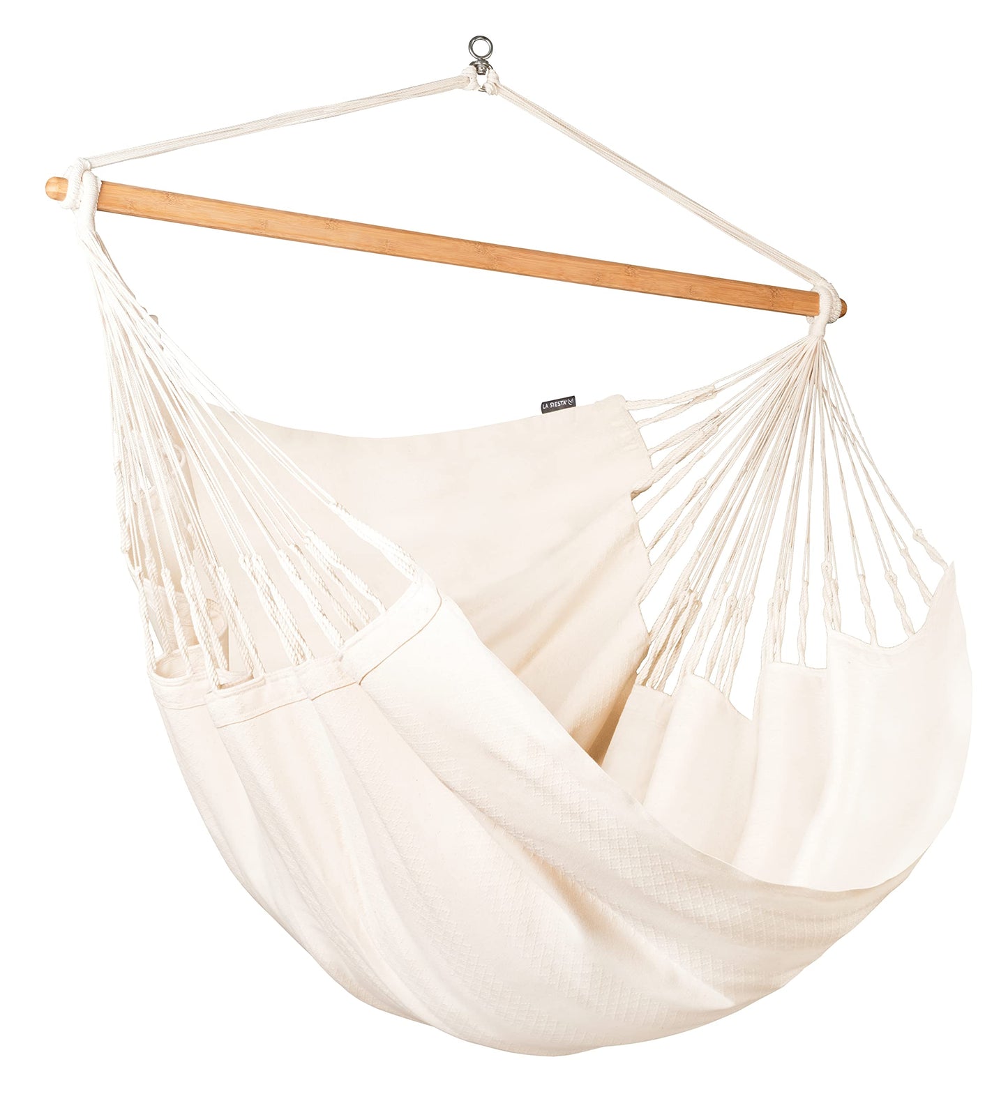 La Siesta Habana Hängesessel Kingsize aus Bio-Baumwolle mit Bambus Spreizstab & 360° Drehgelenk – Premium Hängestuhl für Garten, Balkon & Wohnzimmer