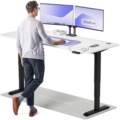Desktronic HomePro Höhenverstellbarer Schreibtisch Elektrisch – Ergonomischer Steh Sitz Schreibtisch mit Dual Motor, Touchscreen, USB-A & USB-C