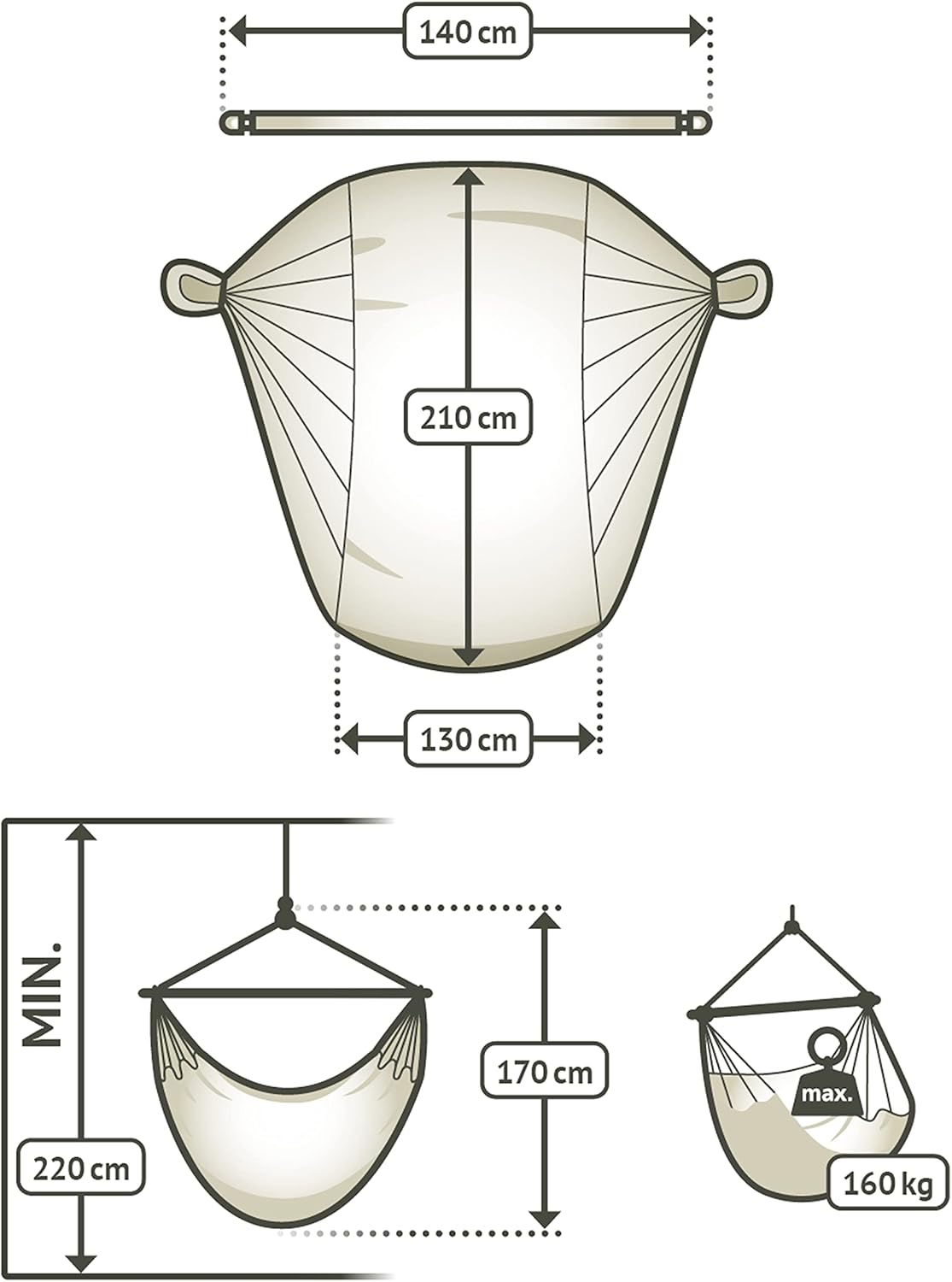 La Siesta Habana Hängesessel Kingsize aus Bio-Baumwolle mit Bambus Spreizstab & 360° Drehgelenk – Premium Hängestuhl für Garten, Balkon & Wohnzimmer