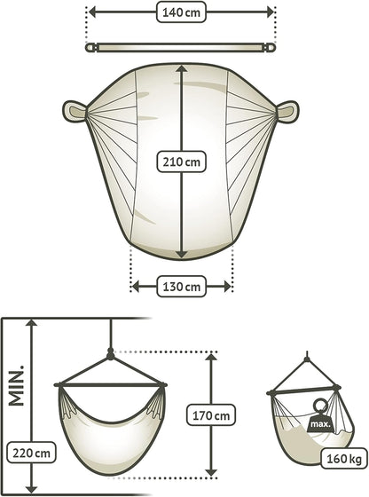 La Siesta Habana Hängesessel Kingsize aus Bio-Baumwolle mit Bambus Spreizstab & 360° Drehgelenk – Premium Hängestuhl für Garten, Balkon & Wohnzimmer