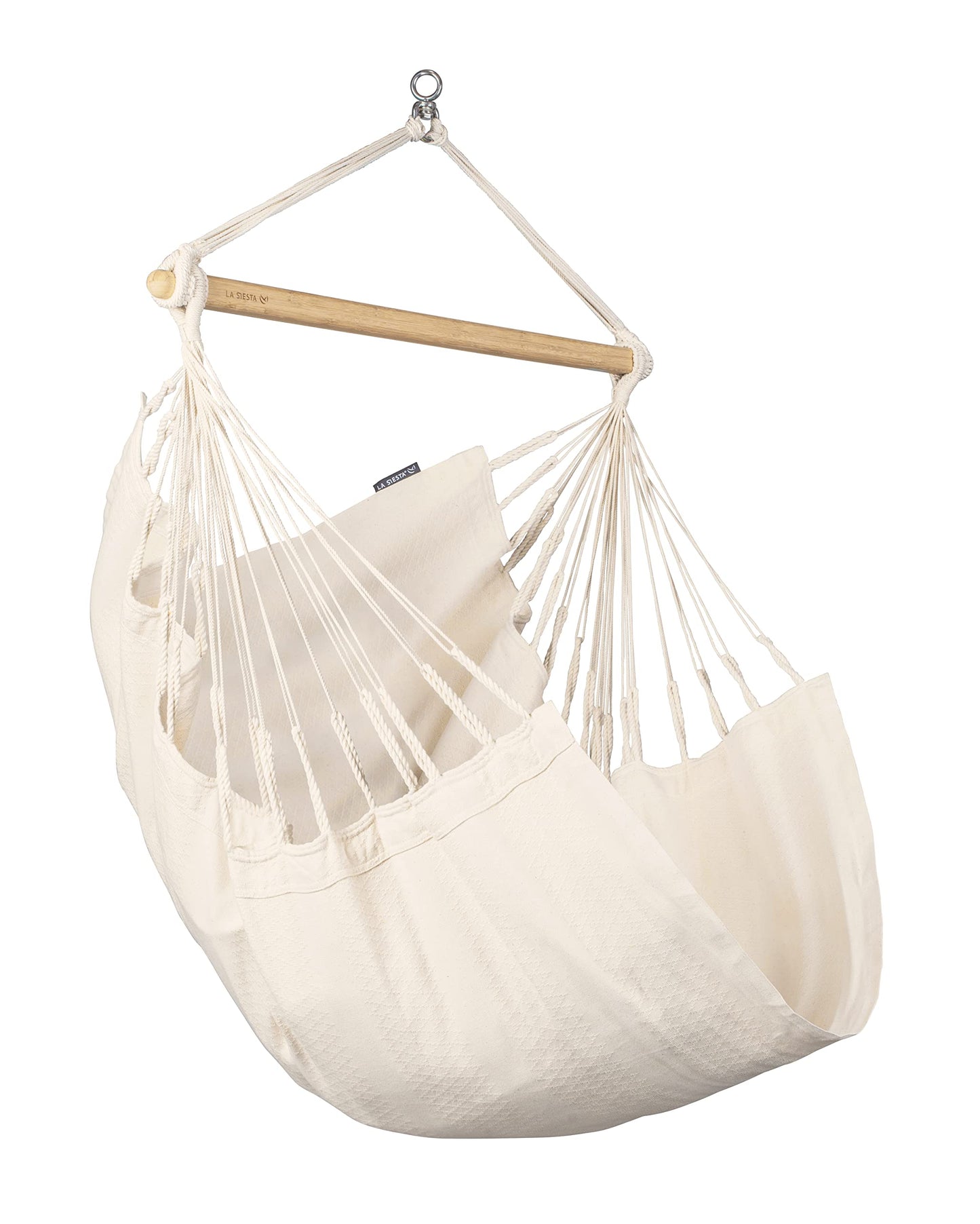 La Siesta Habana Hängesessel Kingsize aus Bio-Baumwolle mit Bambus Spreizstab & 360° Drehgelenk – Premium Hängestuhl für Garten, Balkon & Wohnzimmer