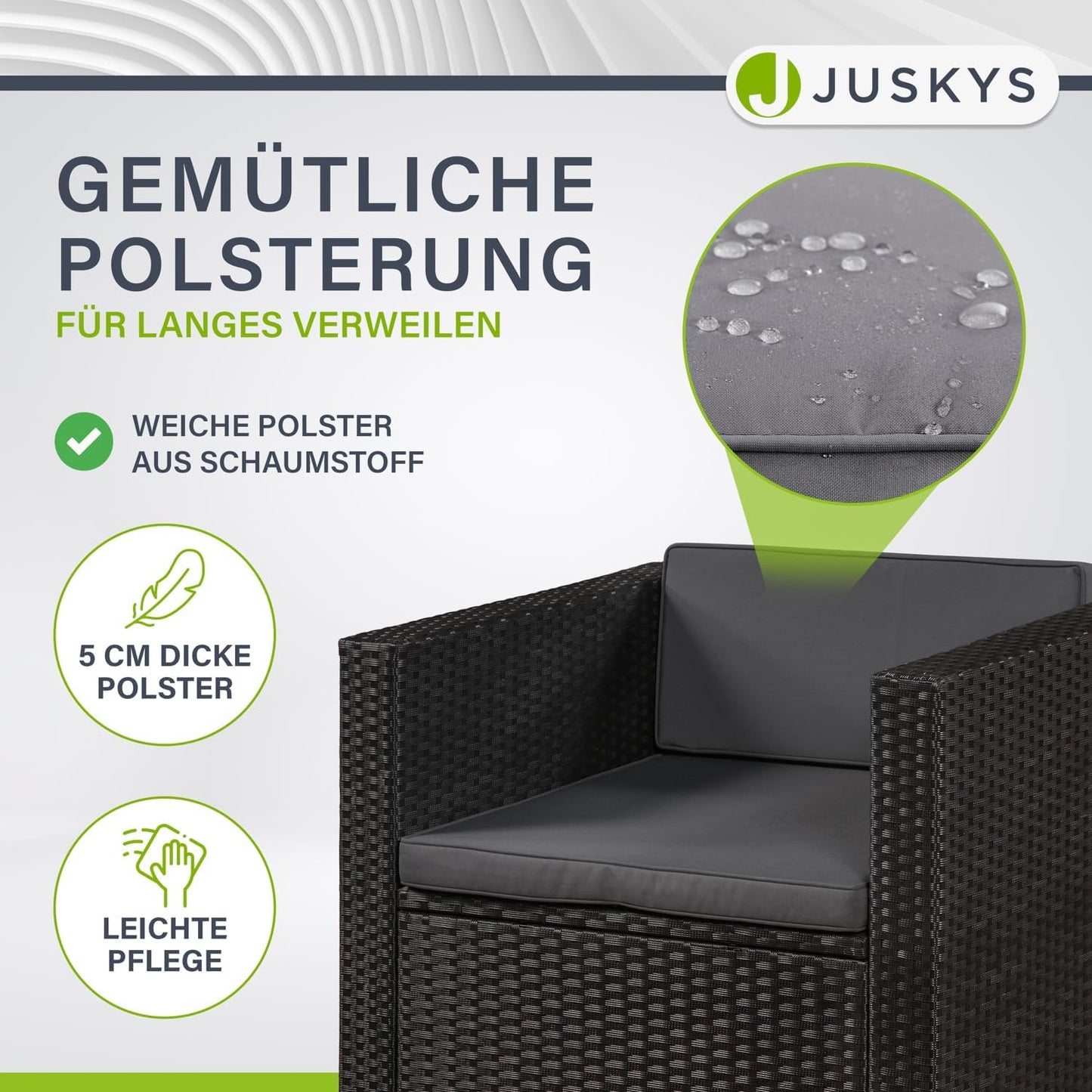 Juskys Polyrattan Lounge Punta Cana mit Sofa, Sessel & Tisch