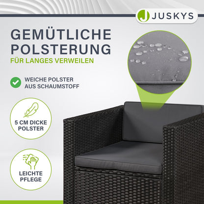 Juskys Polyrattan Lounge Punta Cana mit Sofa, Sessel & Tisch