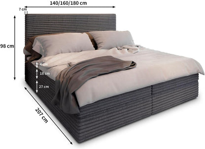 Masseno Boxspringbett PISA Komplett-Set mit Matratze & Topper, Polsterbett mit Bettkasten