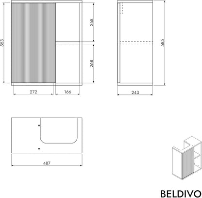 BERNSTEIN Beldivo Badmöbel Set mit Waschbecken – Wandhängender Waschtischunterschrank mit Keramikbecken, Push-Open & Soft-Close, MDF