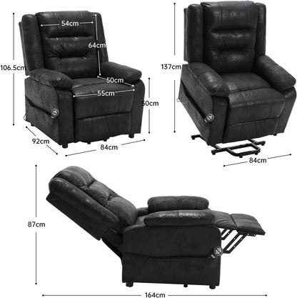 Asukale Elektrischer Relaxsessel mit Aufstehhilfe, Massage & Heizfunktion, Fernsehsessel verstellbar mit Fußstütze & Fernbedienung