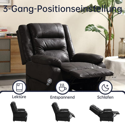 Asukale Elektrischer Relaxsessel mit Aufstehhilfe, Massage & Heizfunktion, Fernsehsessel verstellbar mit Fußstütze & Fernbedienung