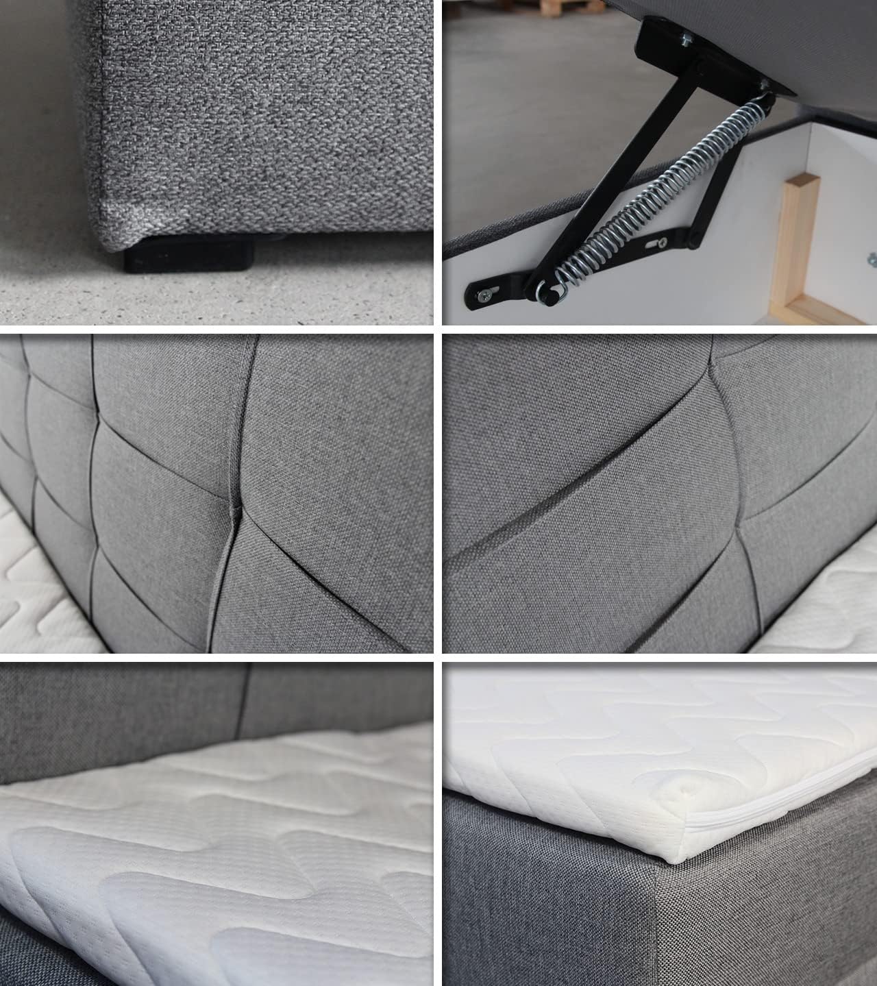 Sofnet Best Mini Boxspringbett mit Bettkasten und Topper – Gepolstertes Bett mit Bonellmatratze, Stauraumbett für Schlafzimmer