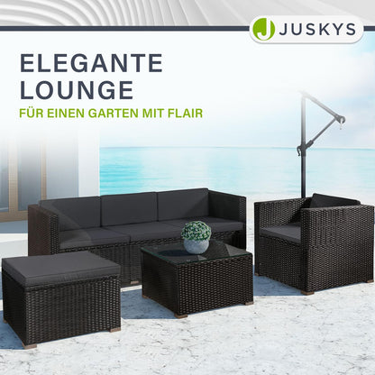 Juskys Polyrattan Lounge Punta Cana mit Sofa, Sessel & Tisch