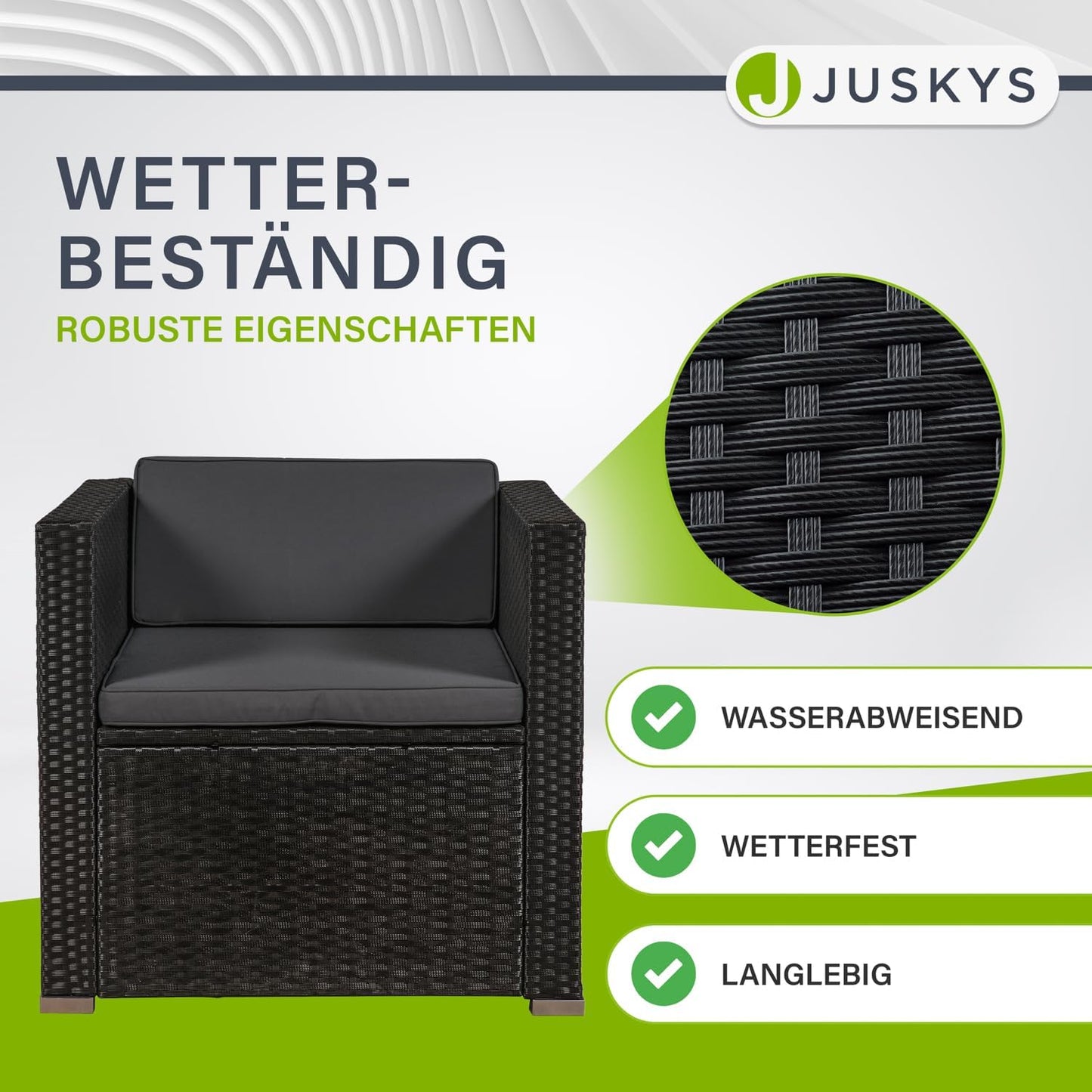 Juskys Polyrattan Lounge Punta Cana mit Sofa, Sessel & Tisch
