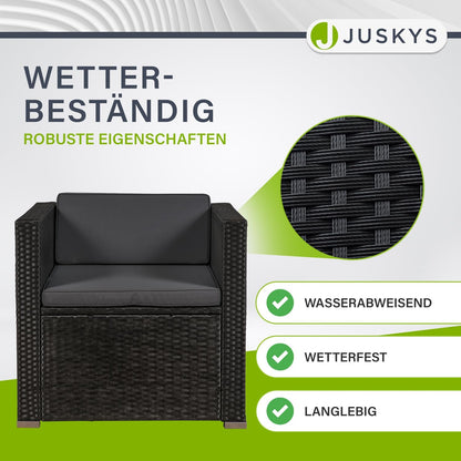 Juskys Polyrattan Lounge Punta Cana mit Sofa, Sessel & Tisch