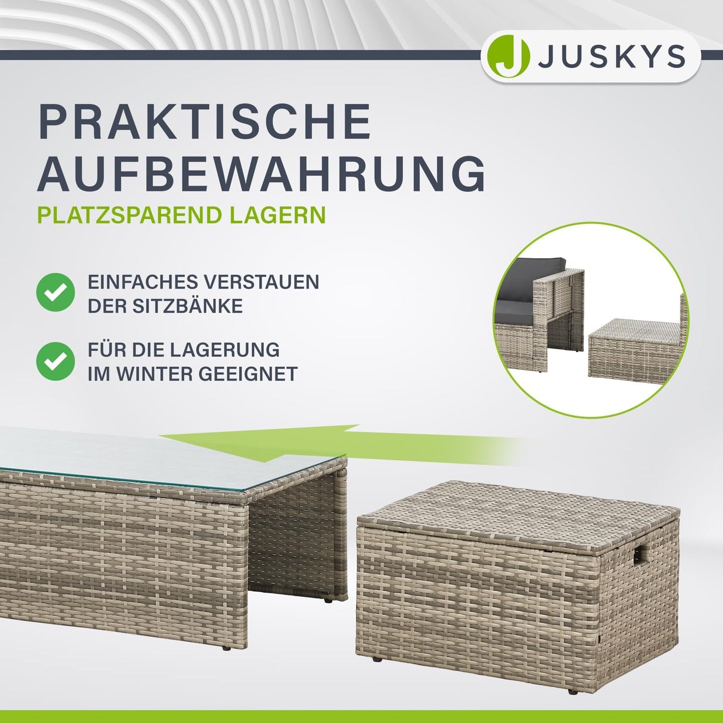 Juskys Polyrattan Gartenmöbel Set Salou mit Abdeckung, Outdoor Lounge für 6 Personen, wetterfest