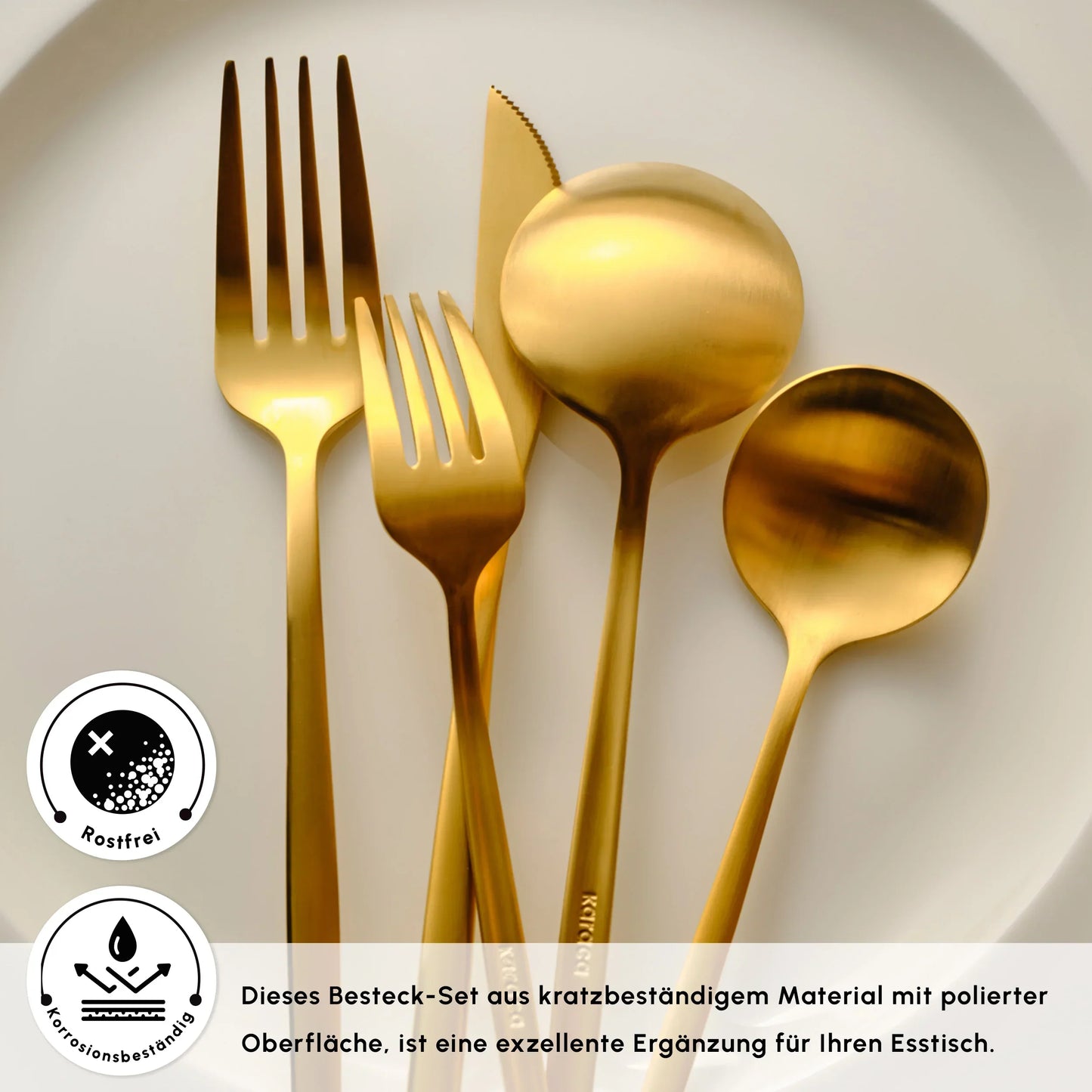Orion Mattgold 30-teiliges Besteckset für 6 Personen, gold