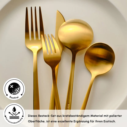 Orion Mattgold 30-teiliges Besteckset für 6 Personen, gold