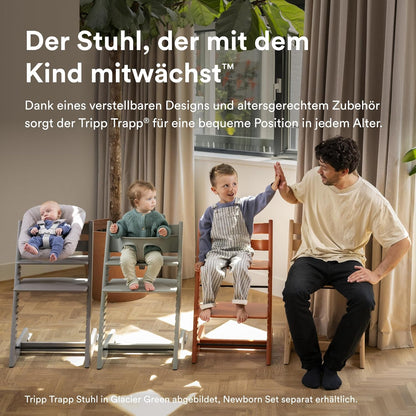 Stokke Tripp Trapp Hochstuhl White mit Baby Set2, Buchenholz, verstellbar 57x46x83 cm